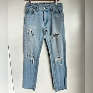 Womens Levi’s 511 Size 30 x 32 Light wash Distressed Straight Leg Jeans